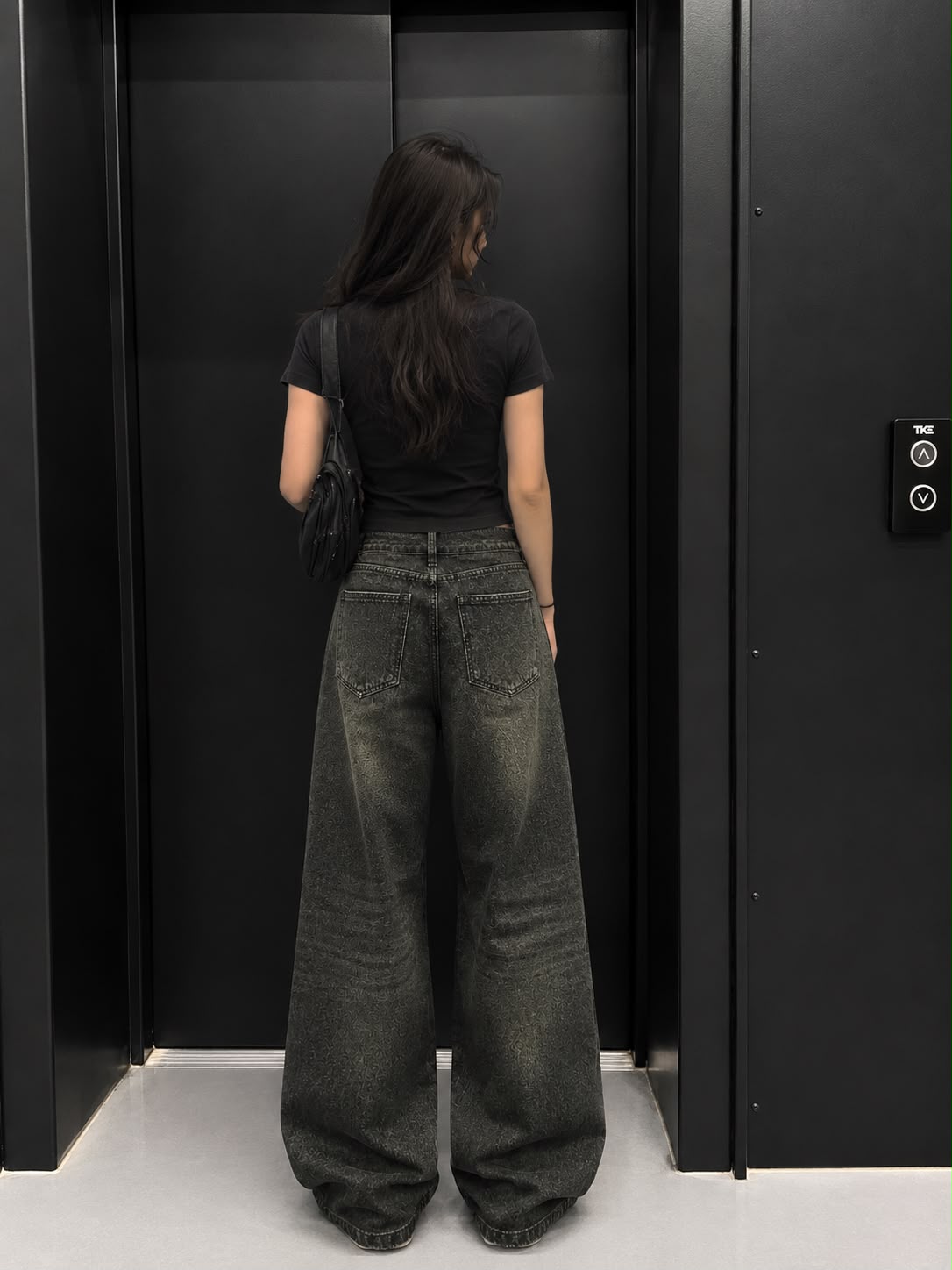 Washed Olive Wide Leg Jeans