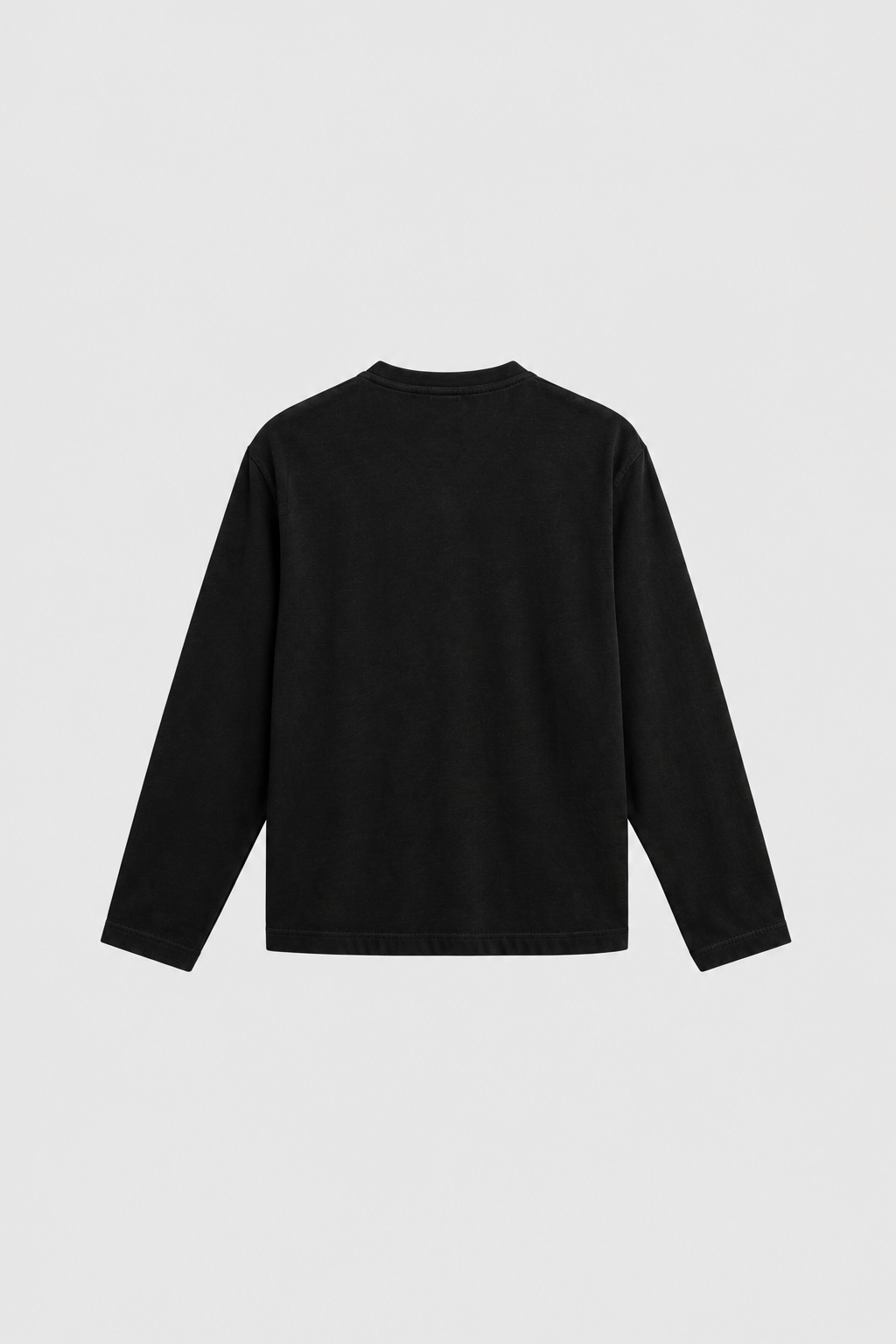 BLACK HENLEY, ESSENTIAL LONG SLEEVE