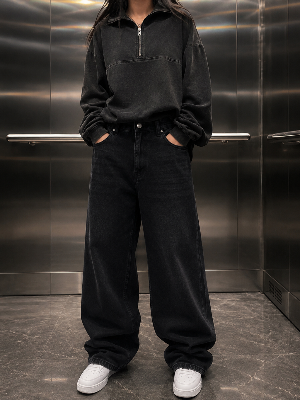Oversized Baggy Jeans - Drop Waist Denim