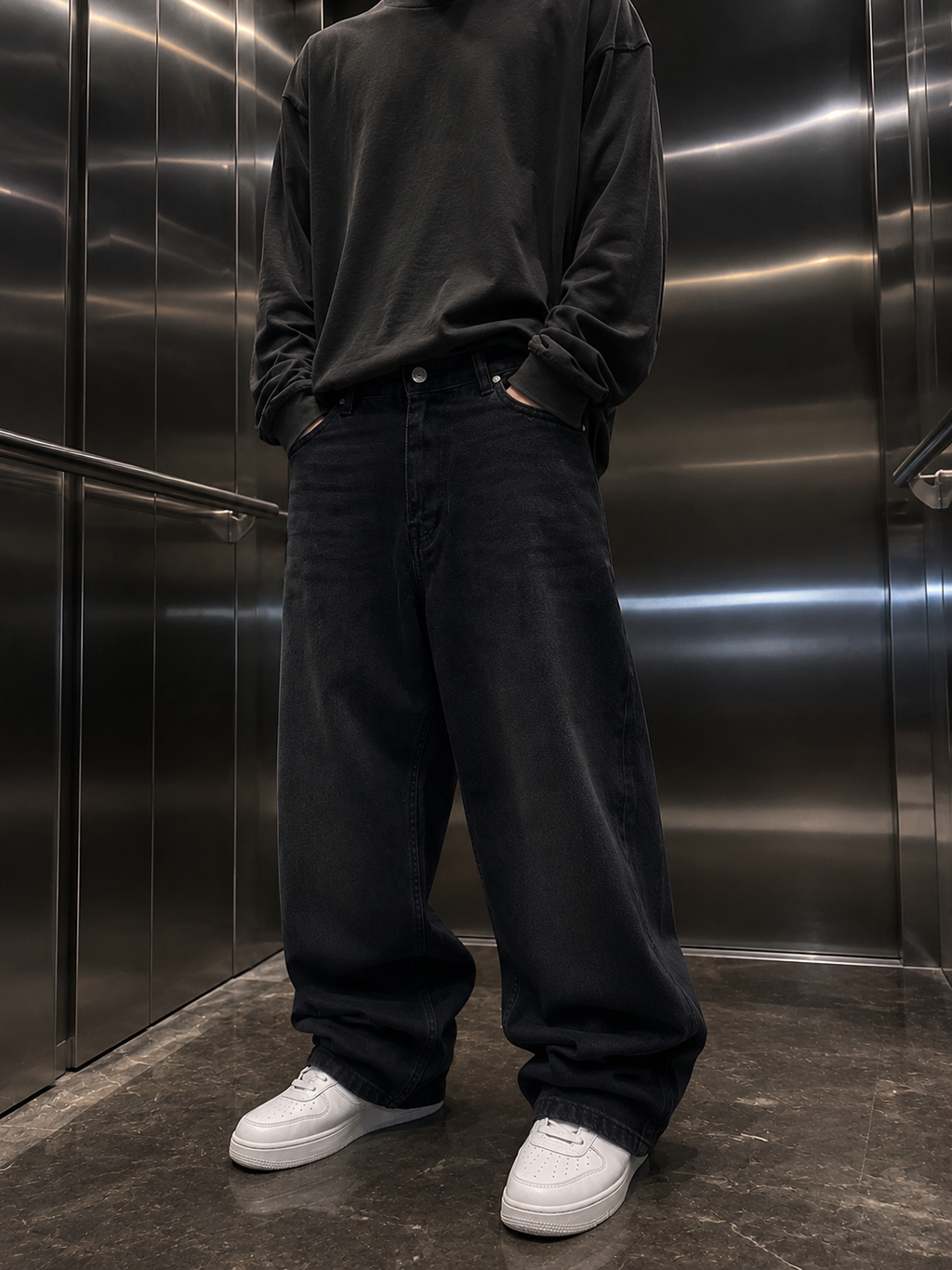 Oversized Baggy Jeans - Drop Waist Denim
