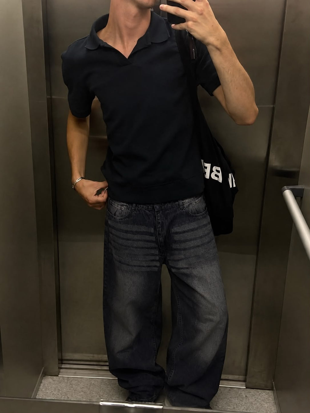 Washed Black Baggy Denim Jeans (Unisex)