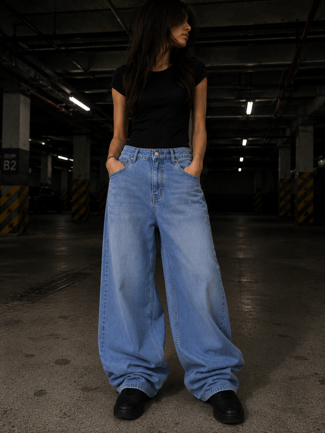 Shadow Black Ultra Baggy Jeans | Zoyza Streetwear Denim