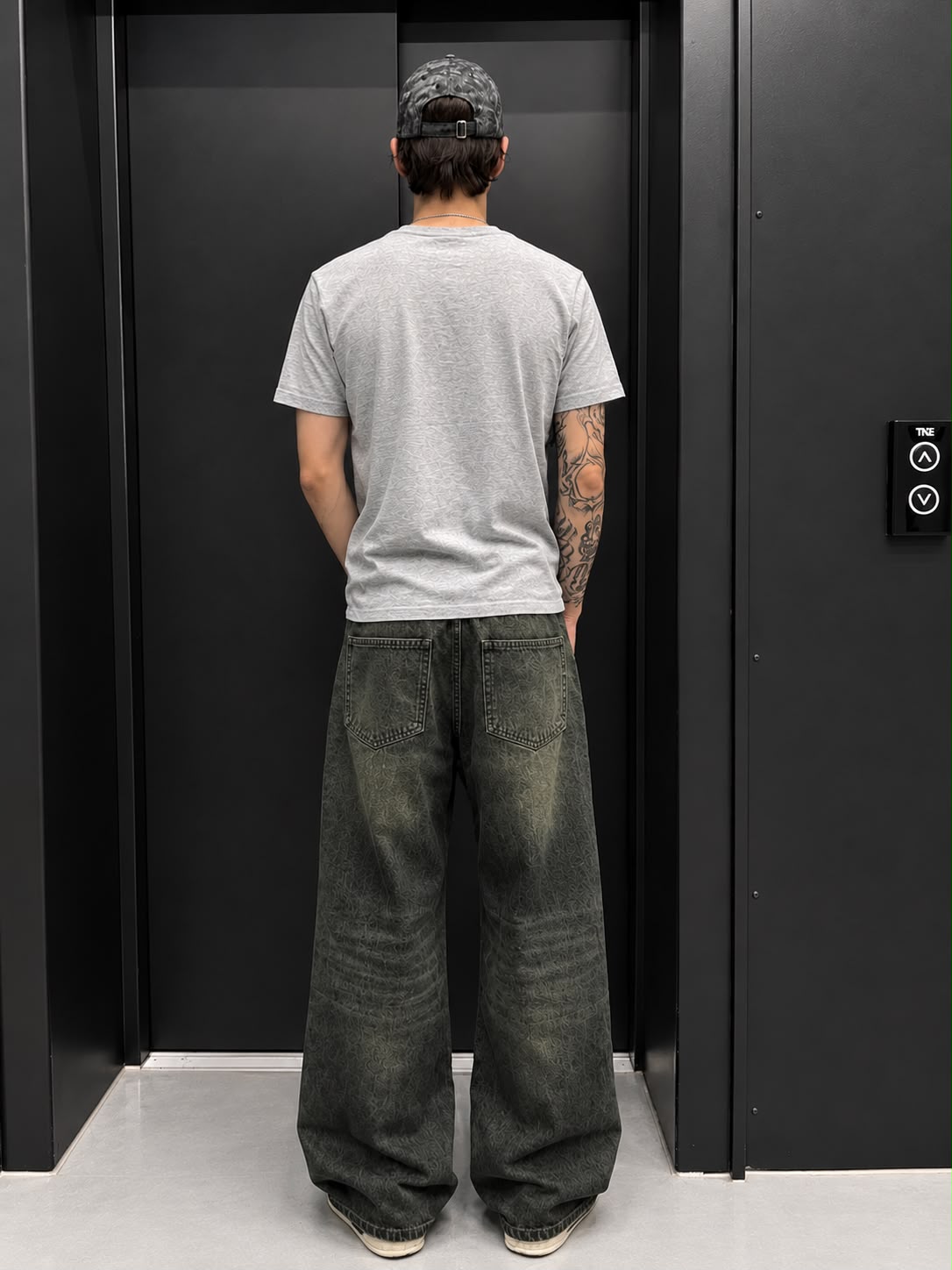 Washed Olive Wide Leg Jeans