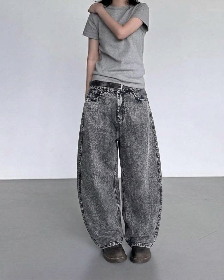 Balloon Fit Jeans - Acid Wash Grey (unisex)