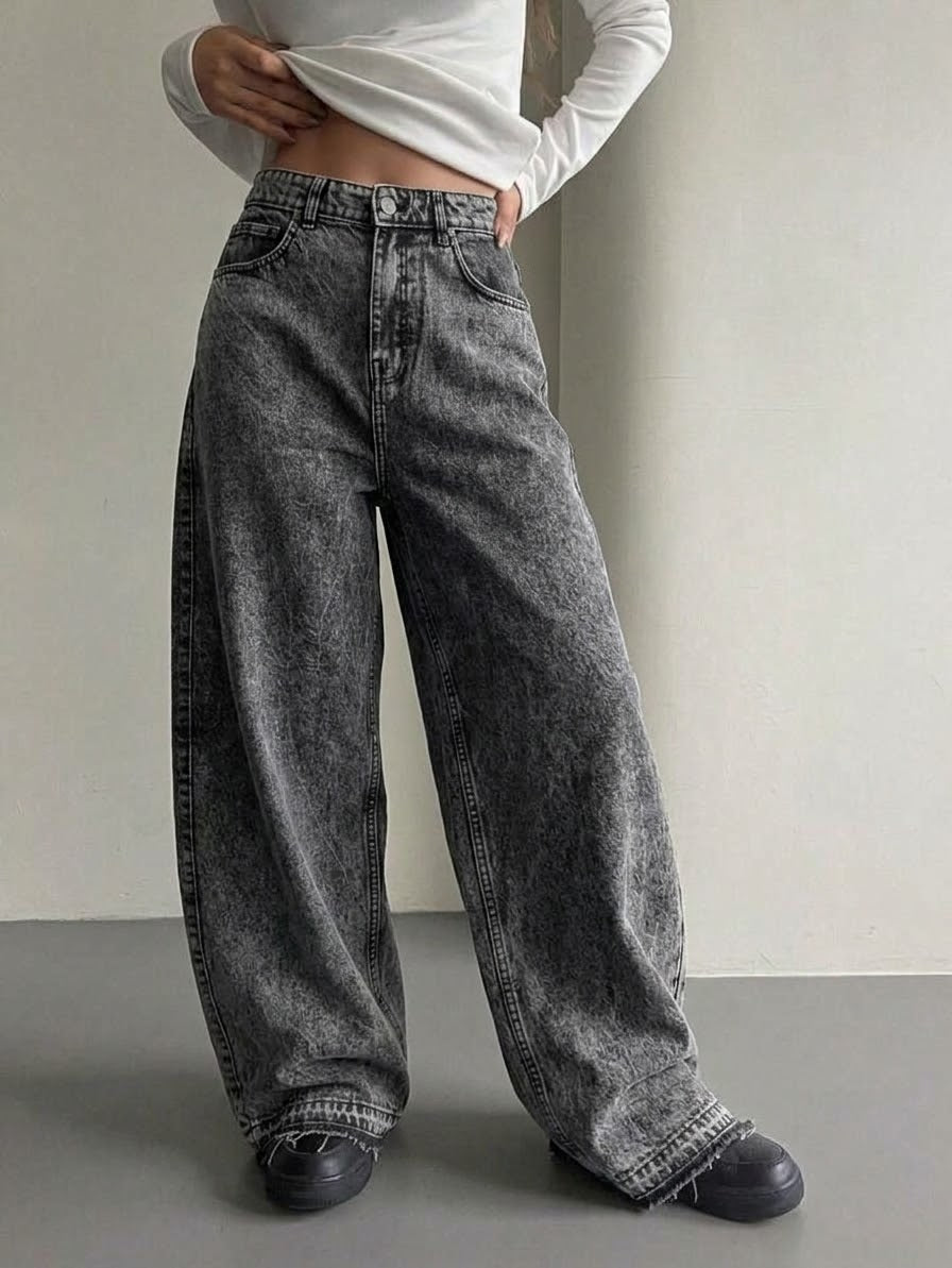 Balloon Fit Jeans - Acid Wash Grey (unisex)