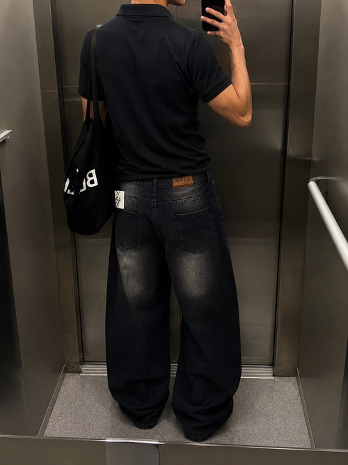 Washed Black Baggy Denim Jeans (Unisex)