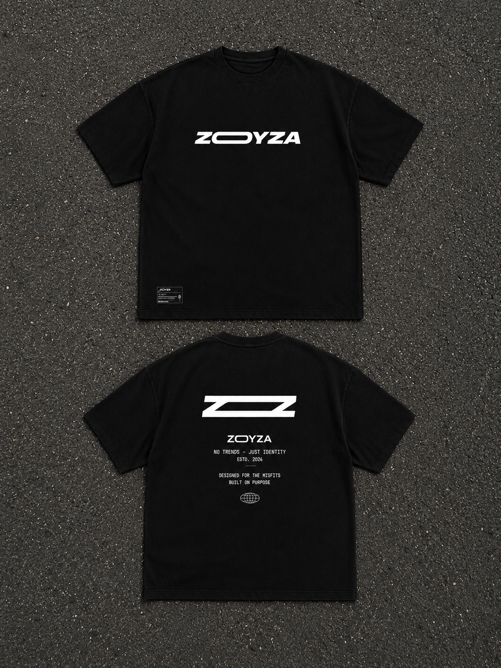 ZOYZA Signature Logo Oversized Tee – Black