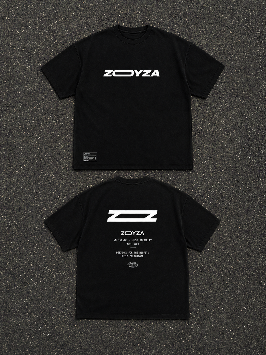 ZOYZA Signature Logo Oversized Tee – Black