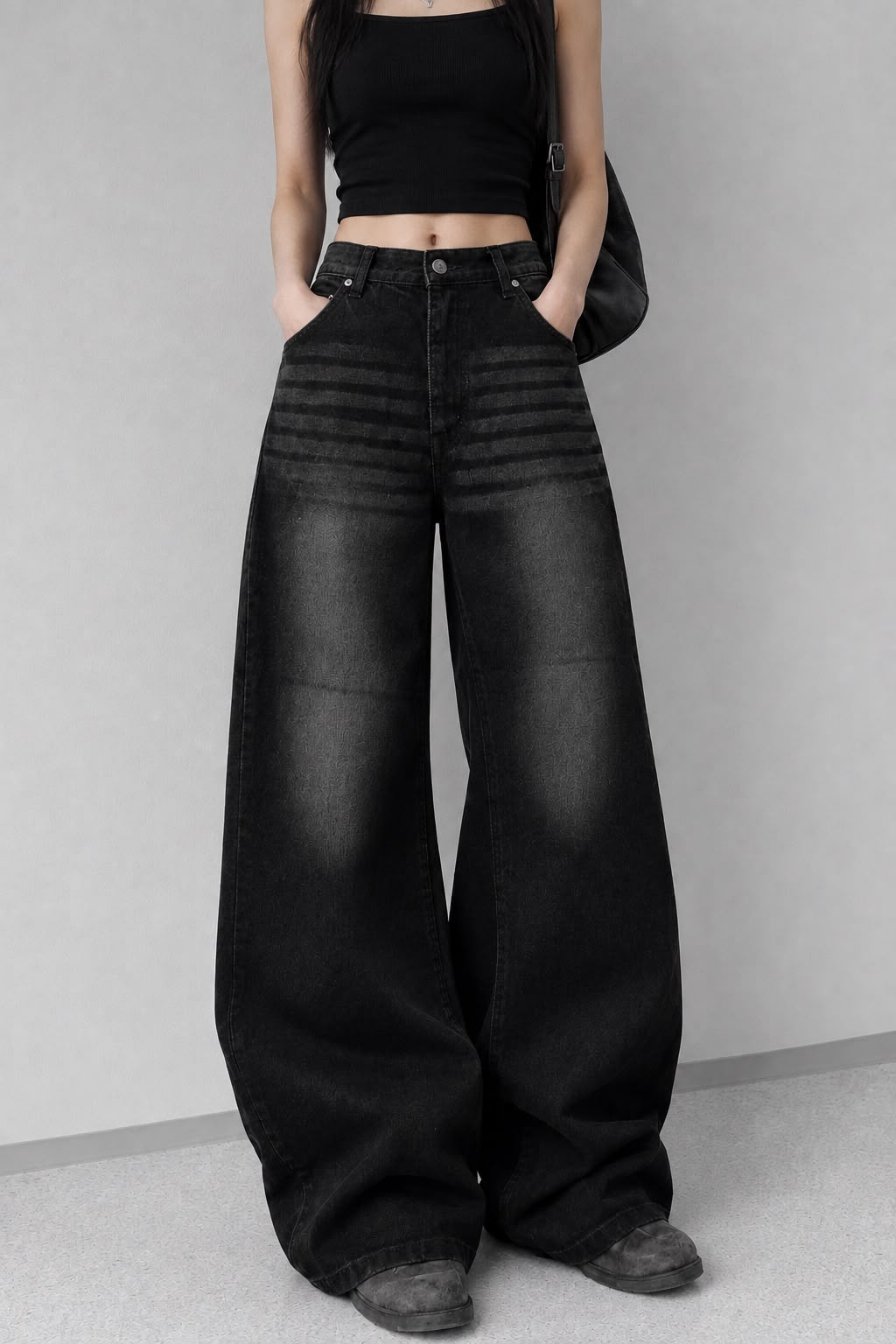 Washed Black Baggy Denim Jeans (Unisex)