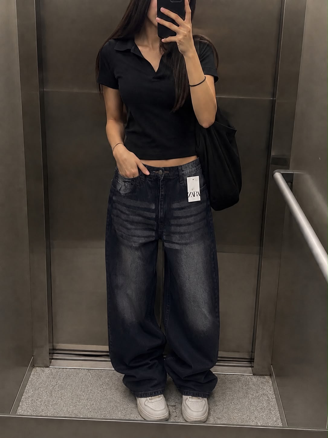 Washed Black Baggy Denim Jeans (Unisex)