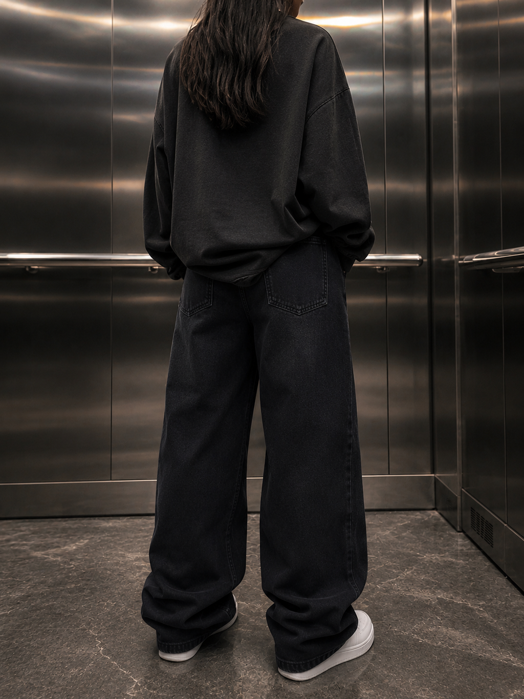 Oversized Baggy Jeans - Drop Waist Denim