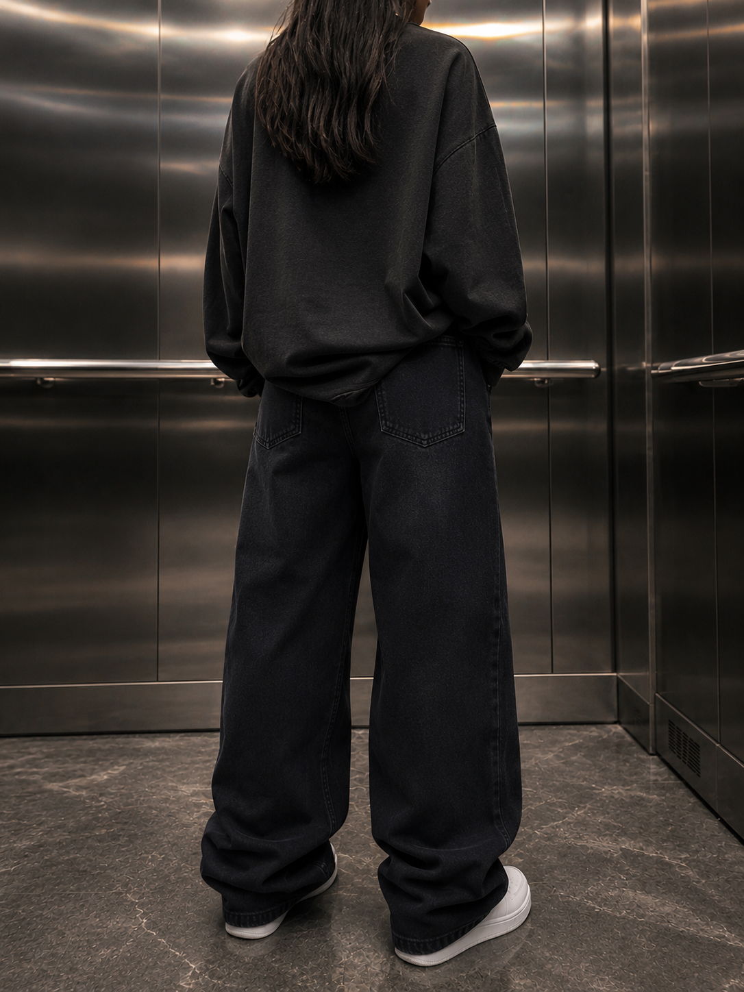 Oversized Baggy Jeans - Drop Waist Denim